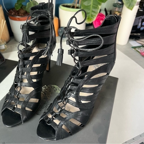 Black Vince Camuto Narrital Lace Up Sandals - Picture 6 of 9